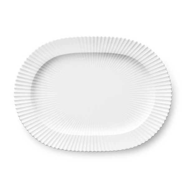 Lyngby Oval Serveringsfad 33cm. Hvid