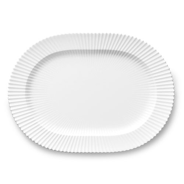 Lyngby Oval Serveringsfad 36cm. Hvid
