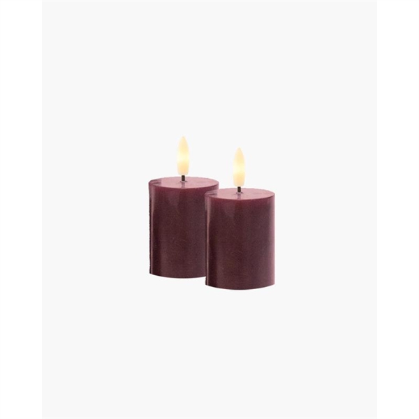 Sirius Sille Genopladelig Bloklys Mini - Bordeaux - Ø5cm - 2 stk.