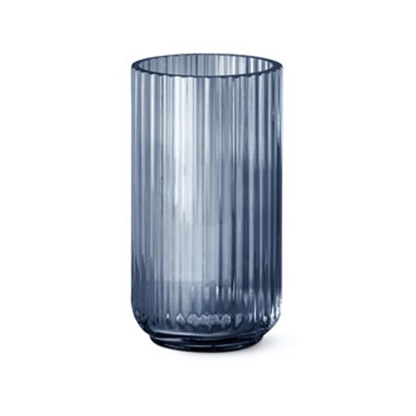 Billede af Lyngby Vase i blå glas - 20 cm