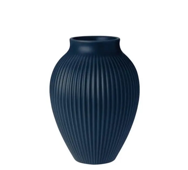 Knabstrup Vase - Ripple Mat Dark Blue - 20 cm
