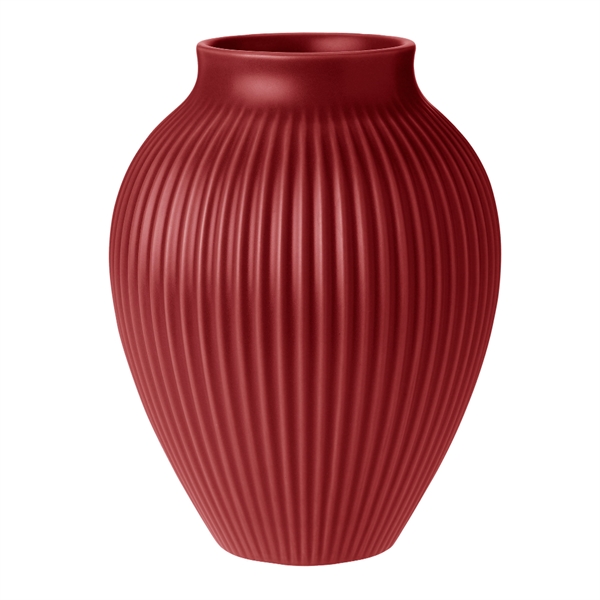 Knabstrup Vase - Ripple Soft Cherry Red - 20cm. Knabstrup Vase - Ripple Soft Cherry Red - 20cm.