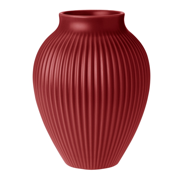 Knabstrup Vase - Ripple Soft Cherry Red - 27cm. Knabstrup Vase - Ripple Soft Cherry Red - 27cm.