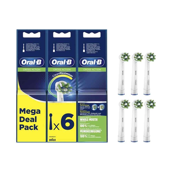 Oral B Cross Action Tandbørstehoveder - 6 stk.